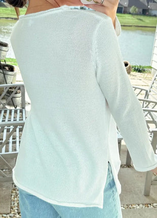 Letter Graphic Round Neck Long Sleeve Sweater