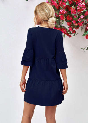 V-Neck Flare Sleeve Mini Dress - GypsyHeart