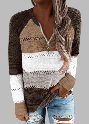 Color Block Half Zip Sweater