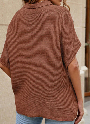 Mock Neck Short Sleeve Sweater