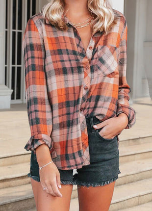 Plaid Pocketed Button Up Shirt