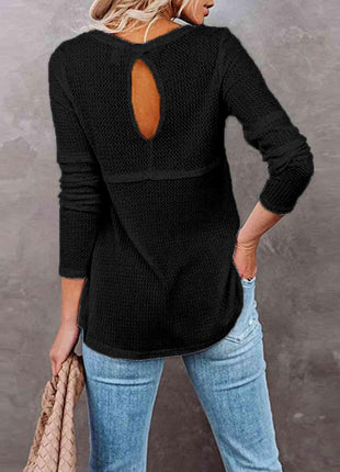 Cutout Round Neck Long Sleeve T-Shirt - GypsyHeart