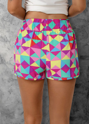 Color Block Elastic Waist Shorts