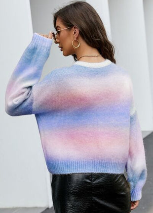 Gradient Round Neck Dropped Shoulder Sweater