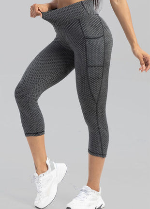 Contrast Stitching High Waist Active Pants with Pocket