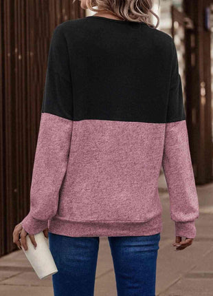 Two-Tone Crisscross Detail Sweatshirt - GypsyHeart