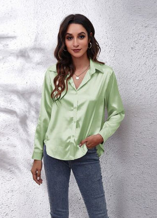 Button Up Collared Neck Long Sleeve Shirt