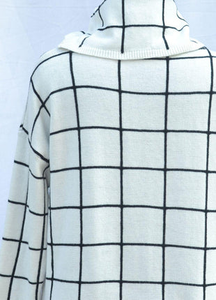 Plaid Turtleneck Drop Shoulder Sweater - GypsyHeart