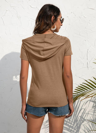 Half-Zip Short Sleeve Hooded Top - GypsyHeart