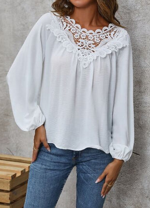 Lace Detail Balloon Sleeve Blouse
