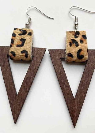 Geometric Drop Earrings Made with Iron Leather and Wood - GypsyHeart