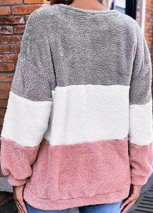 Color Block Round Neck Long Sleeve Cozy Sweater - GypsyHeart