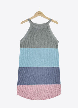 Color Block Round Neck Tank Knit Top - GypsyHeart
