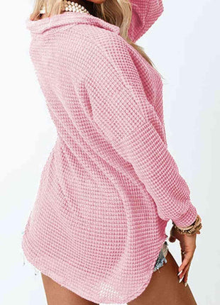 Waffle-Knit Button Up Long Sleeve Shirt with Pocket - GypsyHeart
