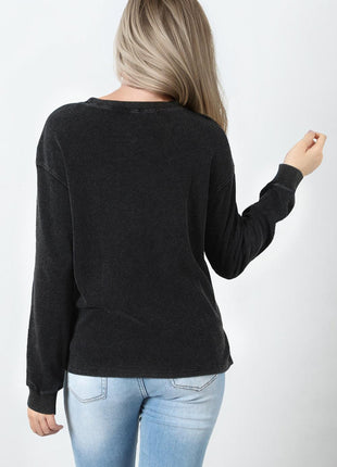 Mineral Washed Round Neck Dropped Shoulder Sweatshirt - GypsyHeart