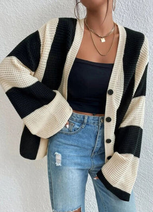 Striped Button Up Cardigan