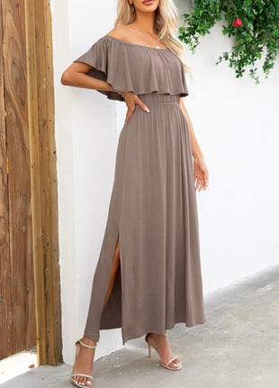 Off-Shoulder Slit Maxi Dress - GypsyHeart