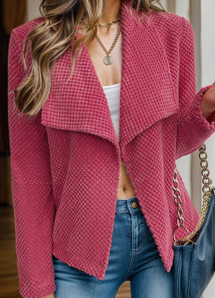 Collared Neck Open Front Cropped Jacket
