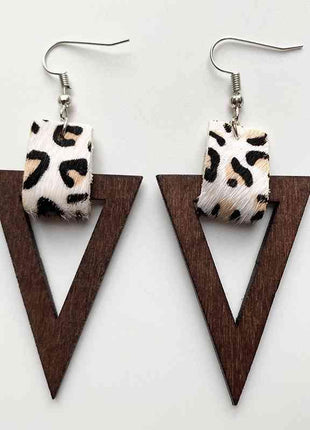 Geometric Drop Earrings Made with Iron Leather and Wood - GypsyHeart