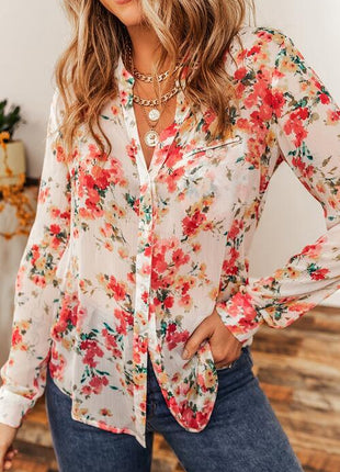 Floral Button Up Long Sleeve Shirt - GypsyHeart