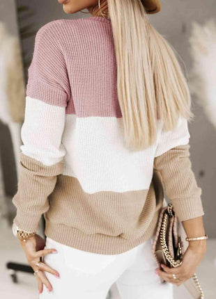 Color Block Dropped Shoulder Light Sweater - GypsyHeart