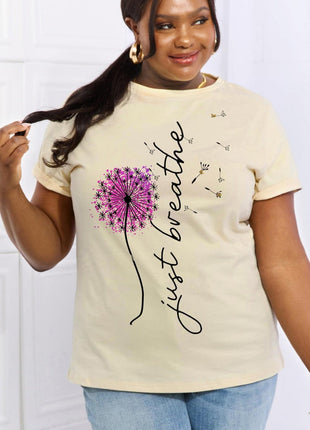 Simply Love Full Size JUST BREATHE Graphic Cotton Tee - GypsyHeart