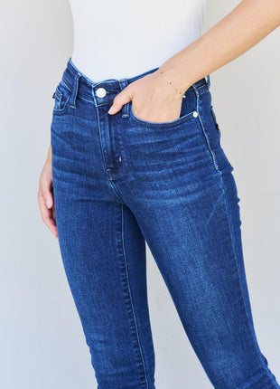 Judy Blue Marie Mid Rise Crinkle Ankle Detail Skinny Jeans - GypsyHeart