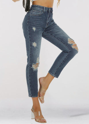 Distressed Skinny Cropped Jeans - GypsyHeart