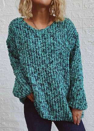V-Neck Long Sleeve Openwork Sweater - GypsyHeart