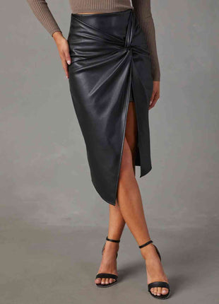 Twist Detail High Waist Skirt