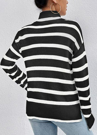 Striped Turtleneck Long Sleeve Sweater - GypsyHeart